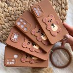 قاب موبایل شیائومی خرس برانچ قهوه ای سیلیکونی + حلقه ست