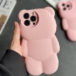 قاب موبایل خرس مینیمال پاستیلی سیلیکونی صورتی