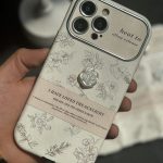 قاب موبایل آیفون گل سفید انگلیسی الگانس محافظ لنزدار