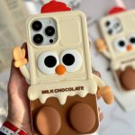 قاب موبایل آیفون شکلات شیری سیلیکونی پا استندشو