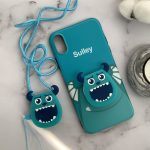 قاب موبایل آیفون سالیوان مایک ژله ای براق پرینتی + پاپ سوکت و بند ست