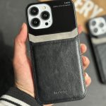 قاب موبایل آیفون لنز چرمی و شیشه ای