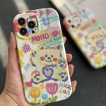 قاب موبایل آیفون خرس نقاشی آبرنگی پایه استند دار