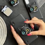 قاب موبایل سامسونگ گربه سیاه پاپسوکت آیینه ای