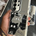 قاب موبایل سامسونگ گربه بلک اند وایت آیینه ای