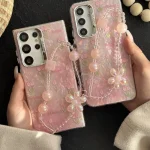 قاب موبایل ( سامسونگ ) گل لاله عباسی تولیپس صورتی + بندست