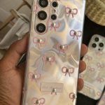 قاب موبایل سامسونگ پاپیون شاینی صورتی نگین برجسته