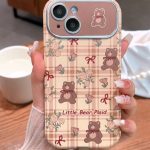 قاب موبایل آیفون خرس پاپیون استریپ + بندست کنفی ساده