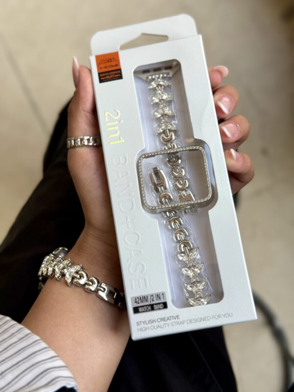 بند اپل واچ Diamond leaf bracelet با گارد نگینی (کدw5072) - تصویر 1