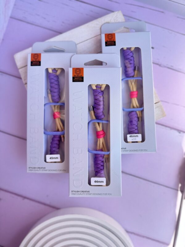 بند اپل واچ بافت بنفش کنفی با گارد سیلیکونی (کدw5060) - تصویر 5