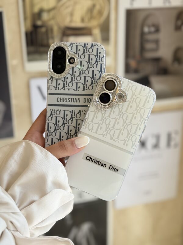 قاب White Christian Dior دور لنز نگین آیفون (کدC2076) - تصویر 2