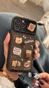 قاب موبایل آیفون خرس چوکوبوبو کافی دونات + بند جیگولی - تصویر 4