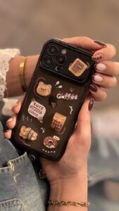 قاب موبایل آیفون خرس چوکوبوبو کافی دونات + بند جیگولی - تصویر 5
