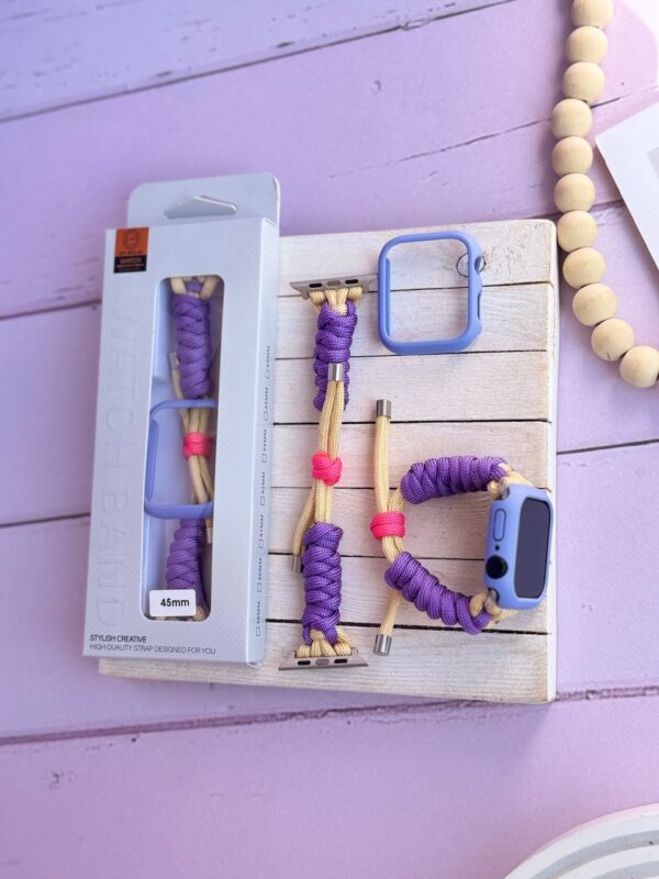 بند اپل واچ بافت بنفش کنفی با گارد سیلیکونی (کدw5060) - تصویر 1