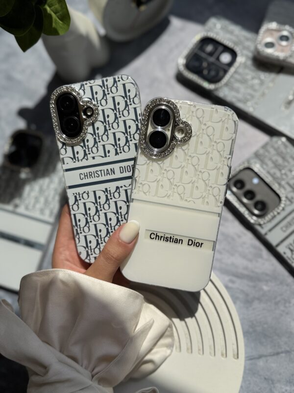 قاب White Christian Dior دور لنز نگین آیفون (کدC2076) - تصویر 1