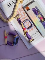 بند اپل واچ بافت بنفش کنفی با گارد سیلیکونی (کدw5060) - تصویر 3