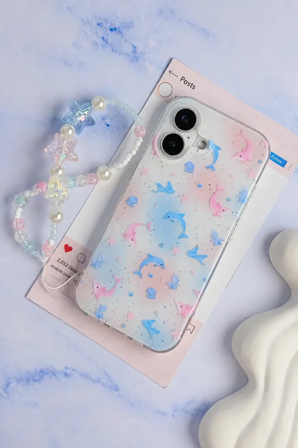 قاب Pastel Star Dolphin با آویز (کدC2251) - تصویر 3